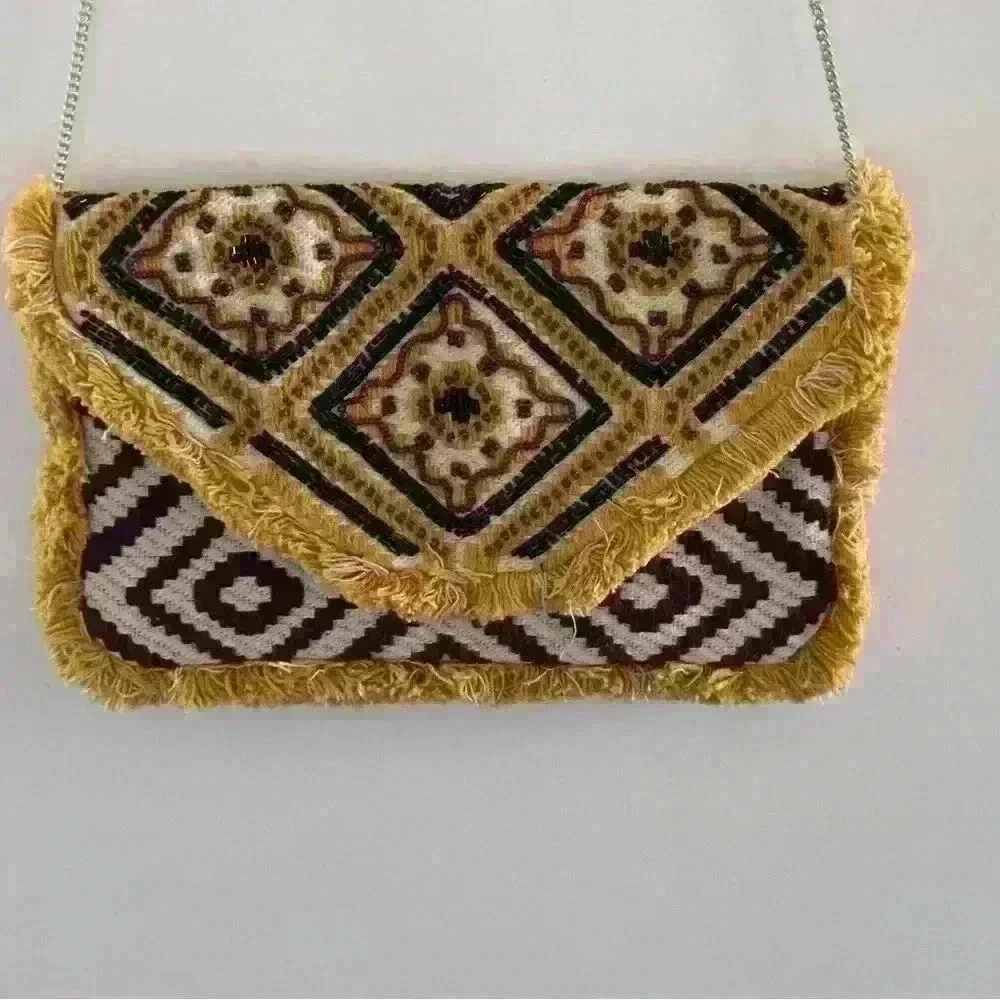 Promod Multi Beaded Fringe Clutch medium multicolor